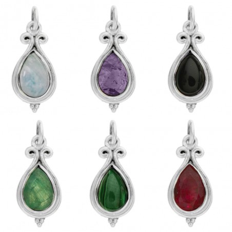 Colgante gota piedra natural Plata de Ley - Karissma