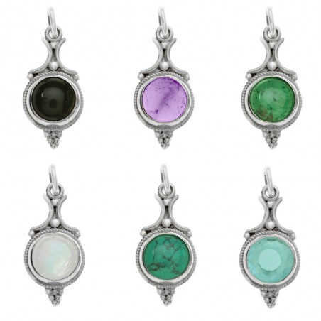 Colgante redondo piedra natural Plata de Ley - Karissma
