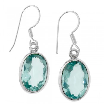 Pendientes óvalo aguamarina Plata de Ley - Karissma
