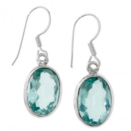 Pendientes óvalo aguamarina Plata de Ley - Karissma