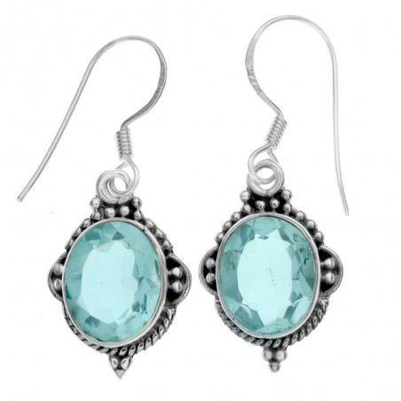 Pendientes étnicos aguamarina Plata de Ley - Karissma