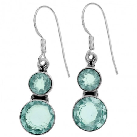 Pendientes étnicos aguamarina Plata de Ley - Karissma