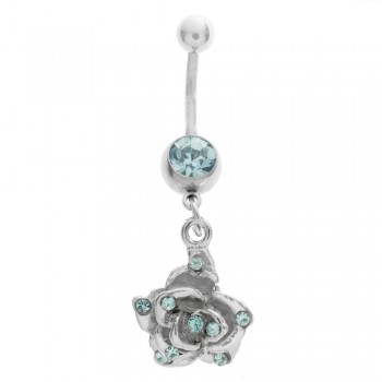 Piercing ombligo rosa de acero - Karissma 2