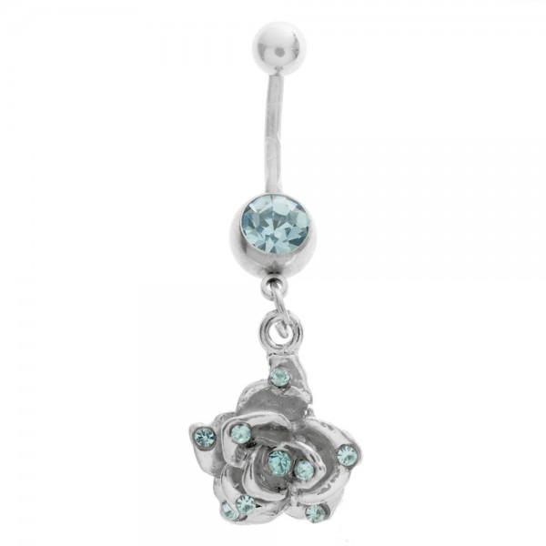 Piercing ombligo rosa de acero - Karissma