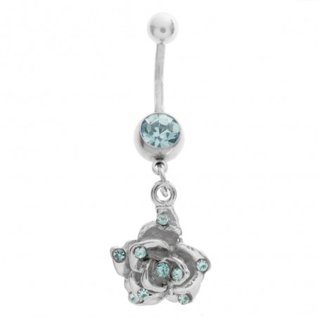 Piercing ombligo rosa de acero - Karissma