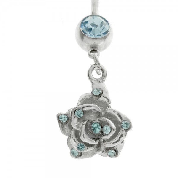 Piercing ombligo rosa de acero - Karissma