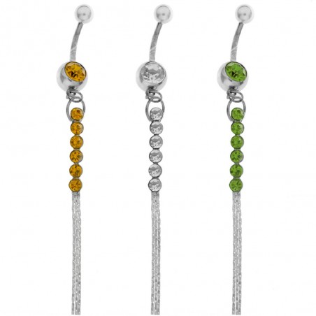 Piercing ombligo de acero con flecos