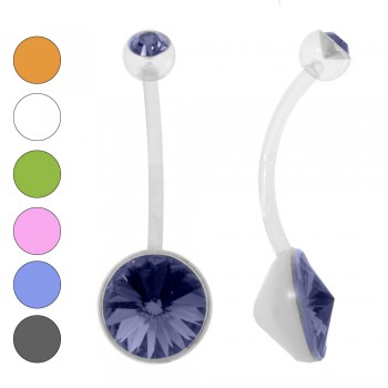 Piercing ombligo plástico con circonita - Karissma