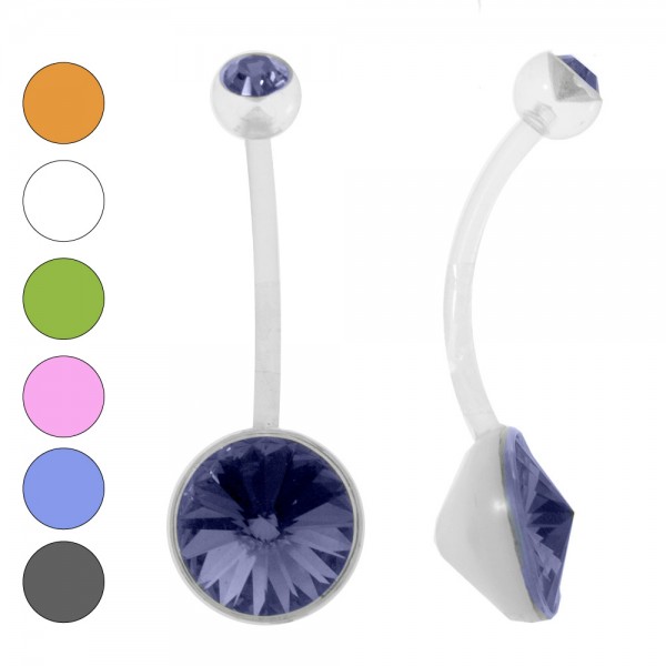 Piercing ombligo plástico con circonita - Karissma