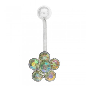 Piercing ombligo flor aurora boreal acero - Karissma