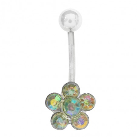 Piercing ombligo flor aurora boreal acero - Karissma