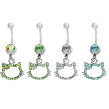 Piercing ombligo gatita con circonitas - Karissma