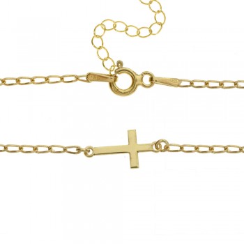 Tobillera dorada cadena bilbaína cruz Plata de Ley | Karissma