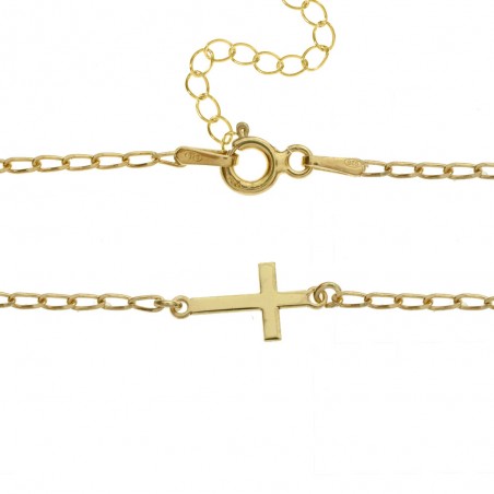 Tobillera dorada cadena bilbaína cruz Plata de Ley | Karissma