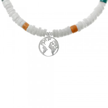 Tobillera con mundo colgante Plata de Ley 925 | Karissma 2