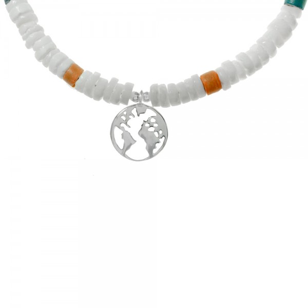 Tobillera con mundo colgante Plata de Ley 925 | Karissma