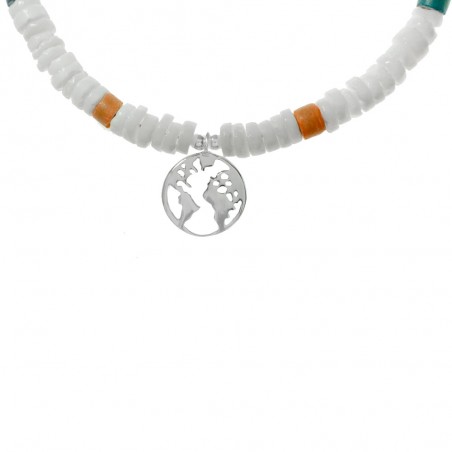 Tobillera con mundo colgante Plata de Ley 925 | Karissma