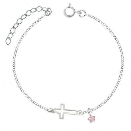 Tobillera cruz Plata de Ley