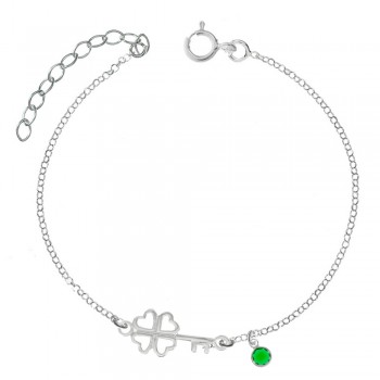 Tobillera llave trébol de la Suerte Plata de Ley| Karissma