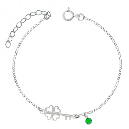 Tobillera llave trébol de la Suerte Plata de Ley| Karissma