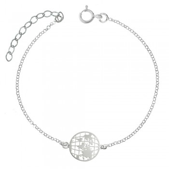 Tobillera Mapamundi Plata de Ley