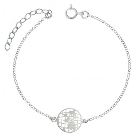 Tobillera Mapamundi Plata de Ley