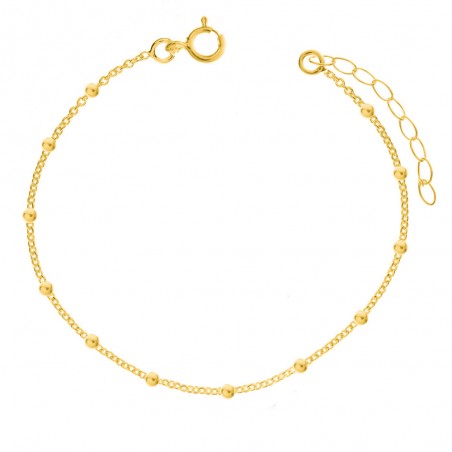 Tobillera dorada cadena de bolitas Plata de Ley