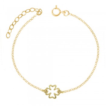Tobillera dorada trébol Plata de Ley 925 | Karissma