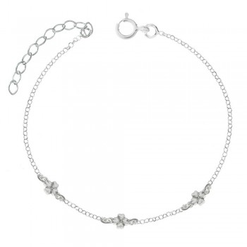 Tobillera tres mini trébol Plata de Ley 925 | Karissma