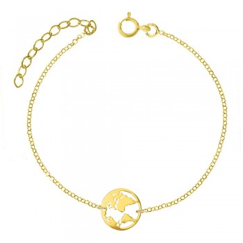 Tobillera dorada mundo Plata de Ley 925 - Karissma