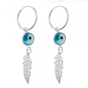 Aros ojo turco y pluma Plata de Ley - Karissma