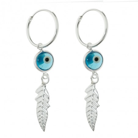 Aros ojo turco y pluma Plata de Ley - Karissma