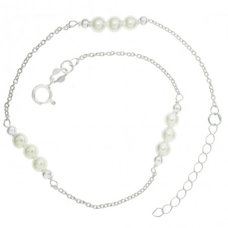 Tobillera triple perla Plata de Ley | Karissma