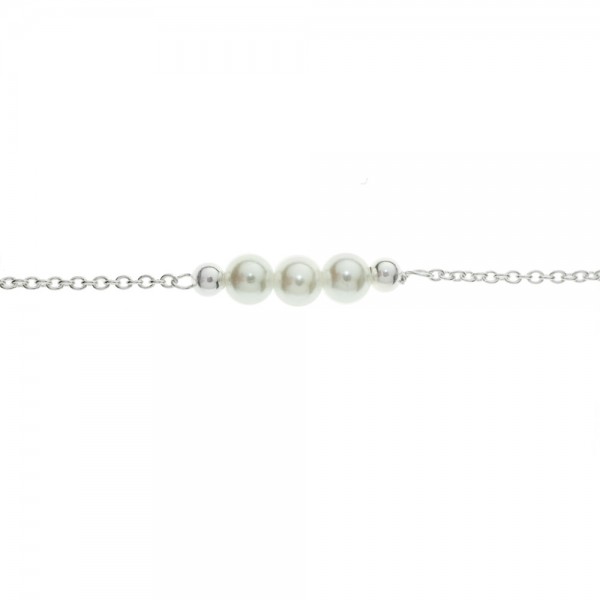 Tobillera triple perla Plata de Ley | Karissma