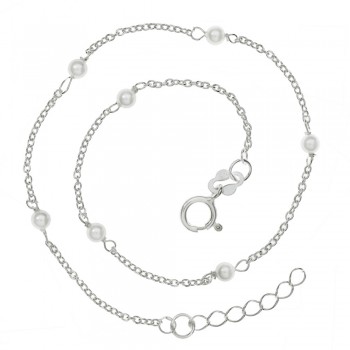 Tobillera perlas intercaladas Plata de Ley | Karissma