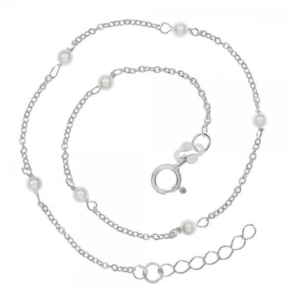 Tobillera perlas intercaladas Plata de Ley | Karissma