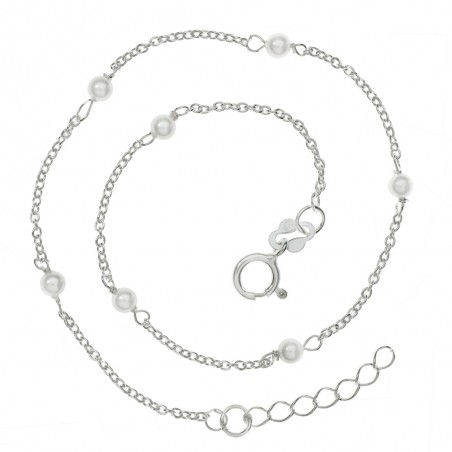 Tobillera perlas intercaladas Plata de Ley | Karissma