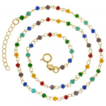 Collar dorado con cristales de colores Plata de Ley | Karissma