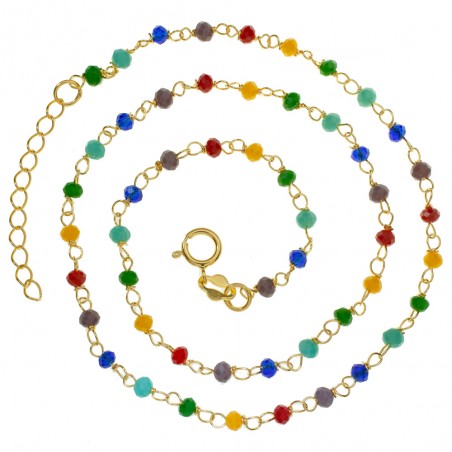 Collar dorado con cristales de colores Plata de Ley | Karissma