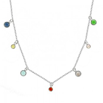 Collar 7 puntos de luz de colores Plata de Ley | Karissma
