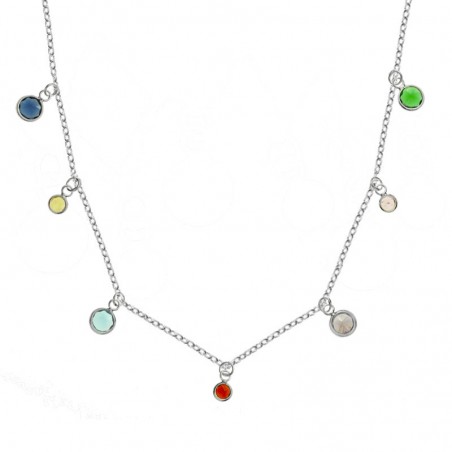 Collar 7 puntos de luz de colores Plata de Ley | Karissma