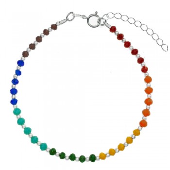Pulsera con cristales de los 7 chakras Plata de Ley