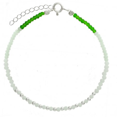Pulsera con cristales blanco y verde Plata de Ley| Karissma