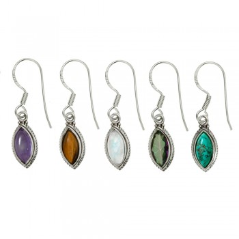 Pendientes piedra natural talla marquesa Plata de Ley - Karissma