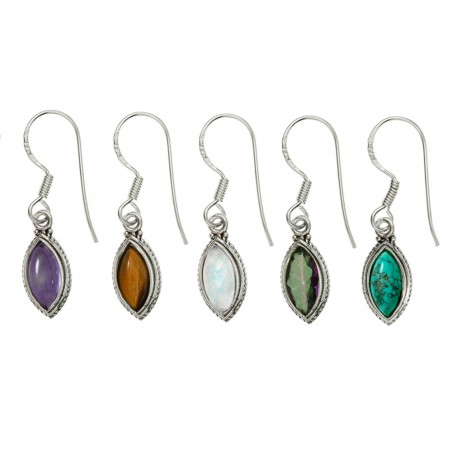 Pendientes piedra natural talla marquesa Plata de Ley - Karissma