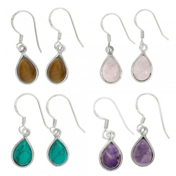 Pendientes gota piedra natural Plata de Ley - Karissma