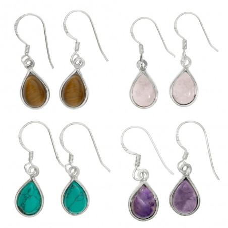 Pendientes gota piedra natural Plata de Ley - Karissma