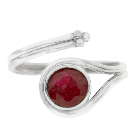 Anillo ajustable piedra redonda Plata de Ley - Karissma