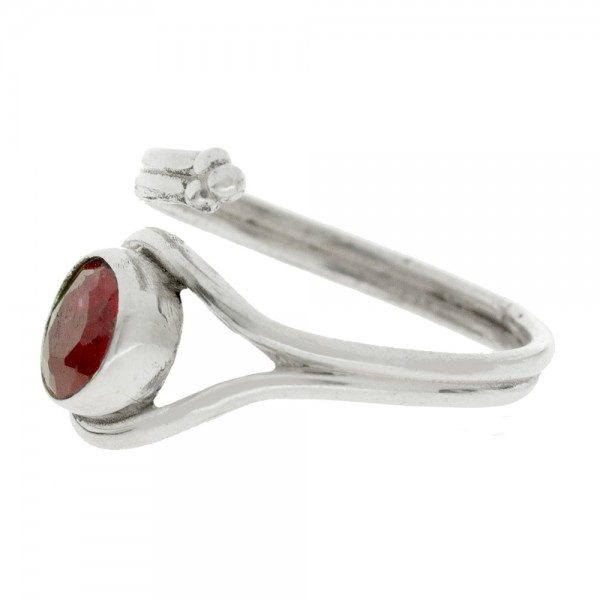 Anillo ajustable piedra redonda Plata de Ley - Karissma