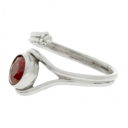 Anillo ajustable piedra redonda Plata de Ley - Karissma